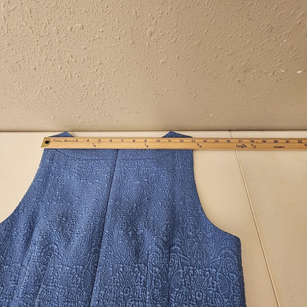 Ann‎ Taylor Dress Womens 8 Blue Sleeveless Jacquard Sheath Elegant Textured - Picture 7 of 11